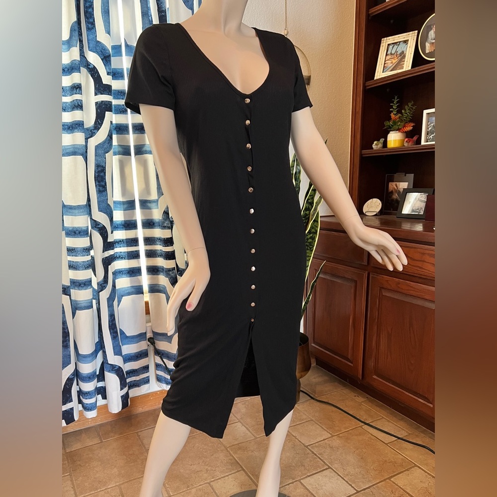 Velvet Torch Short Sleeve Black Button-Down Midi Dress Size XXL - Picture 1 of 10